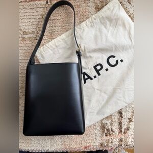 A.P.C. Black Leather Small Virginie Shoulder Bag